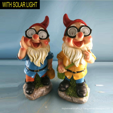 Solar Enfeitado Cute Schooling Polyresin Dwarf for Garden